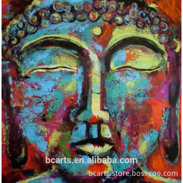 Modern colored heavy texture buddha head acrylic buddha painting